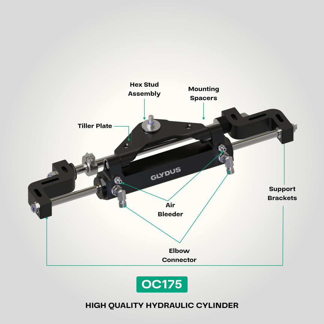 Glydus K175 Hydraulic Outboard Steering Kit for Single Engines Up to 175HP