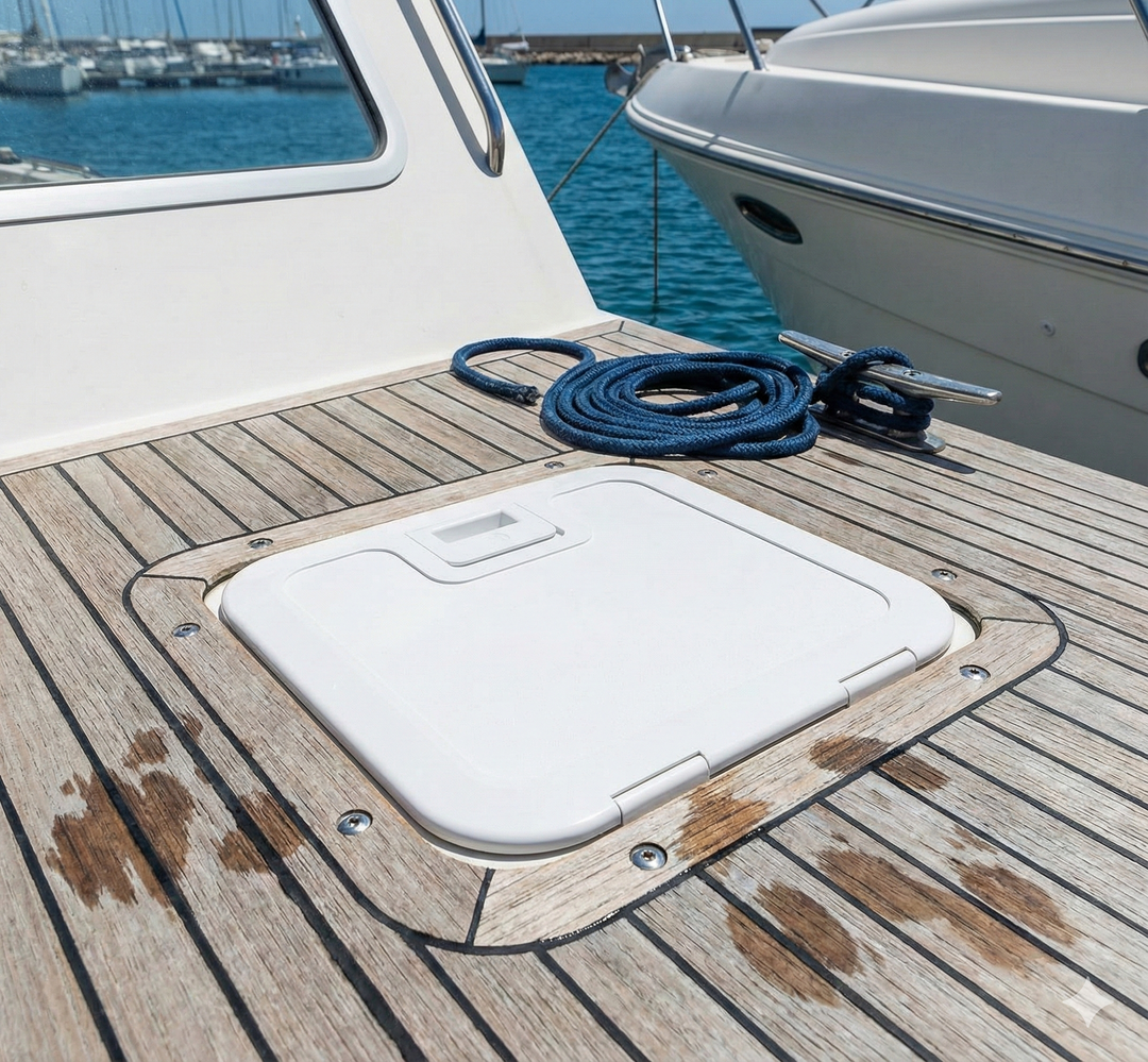 White Push Pull Marine Inspection Hatch 330x300mm Boat Deck Access Panel