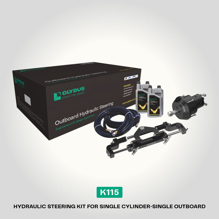 Glydus K115 Hydraulic Boat Steering Kit Single Outboard Up To 115HP