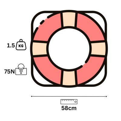 1.5 kg Lifebuoy Ring, Medium 58cm, SOLAS MED Compliant