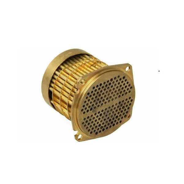 Gold metal filter on a white background