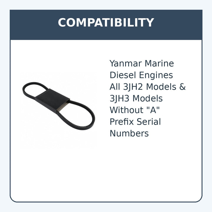 Alternator Belt for Yanmar 3JH2 & 3JH3, Replaces 129940-42310E, 25152-004400 - compatibility guide