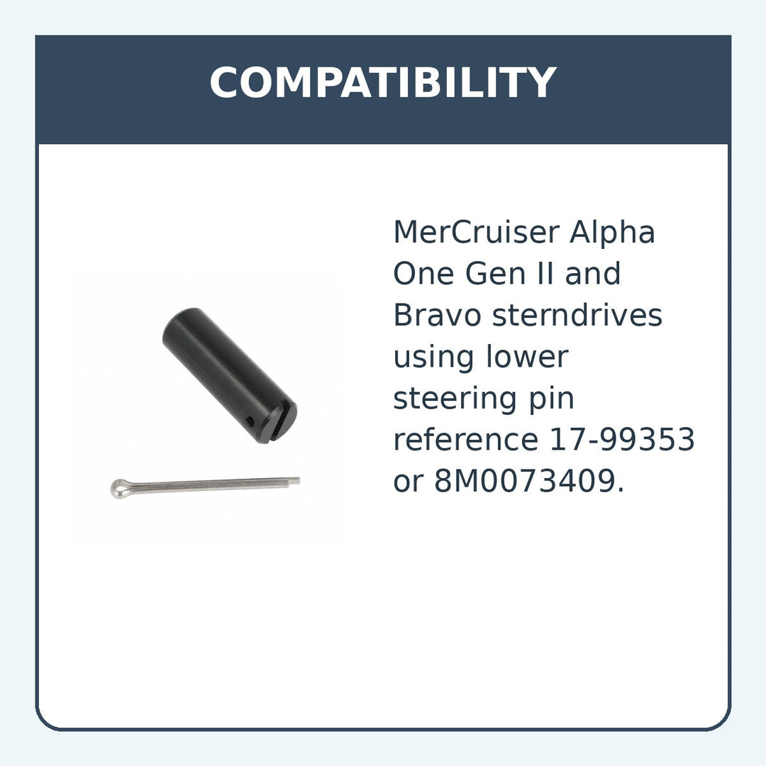 Mercruiser Lower Steering Pin, Alpha Gen 2 & Bravo, Replaces 17-99353, 8M0073409 - compatibility guide