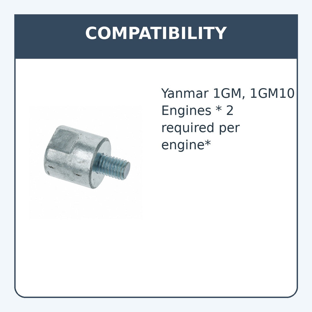 Zinc Anode for Yanmar 1GM, 1GM10, Repl: 27210-200200 - compatibility guide