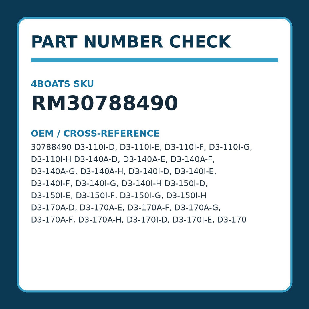 Oil Filter Insert for Volvo Penta D3 Models 2009 - UP, Replaces 30788490 - part number reference