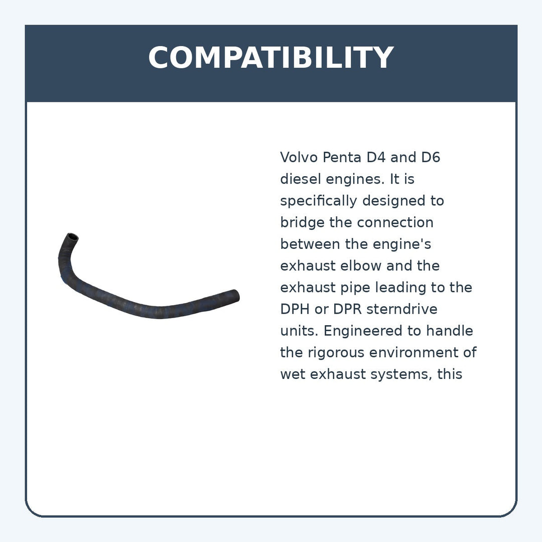Volvo Penta D4 & D6 Hose 3587184, Exhaust Elbow to DPH Exhaust - compatibility guide