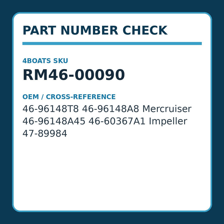 Water Pump Kit RM 46-00090 for Mercruiser Alpha 1 - part number reference