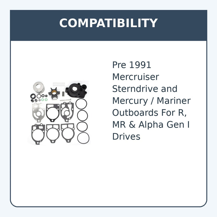 Water Pump Kit RM 46-00090 for Mercruiser Alpha 1 - compatibility guide