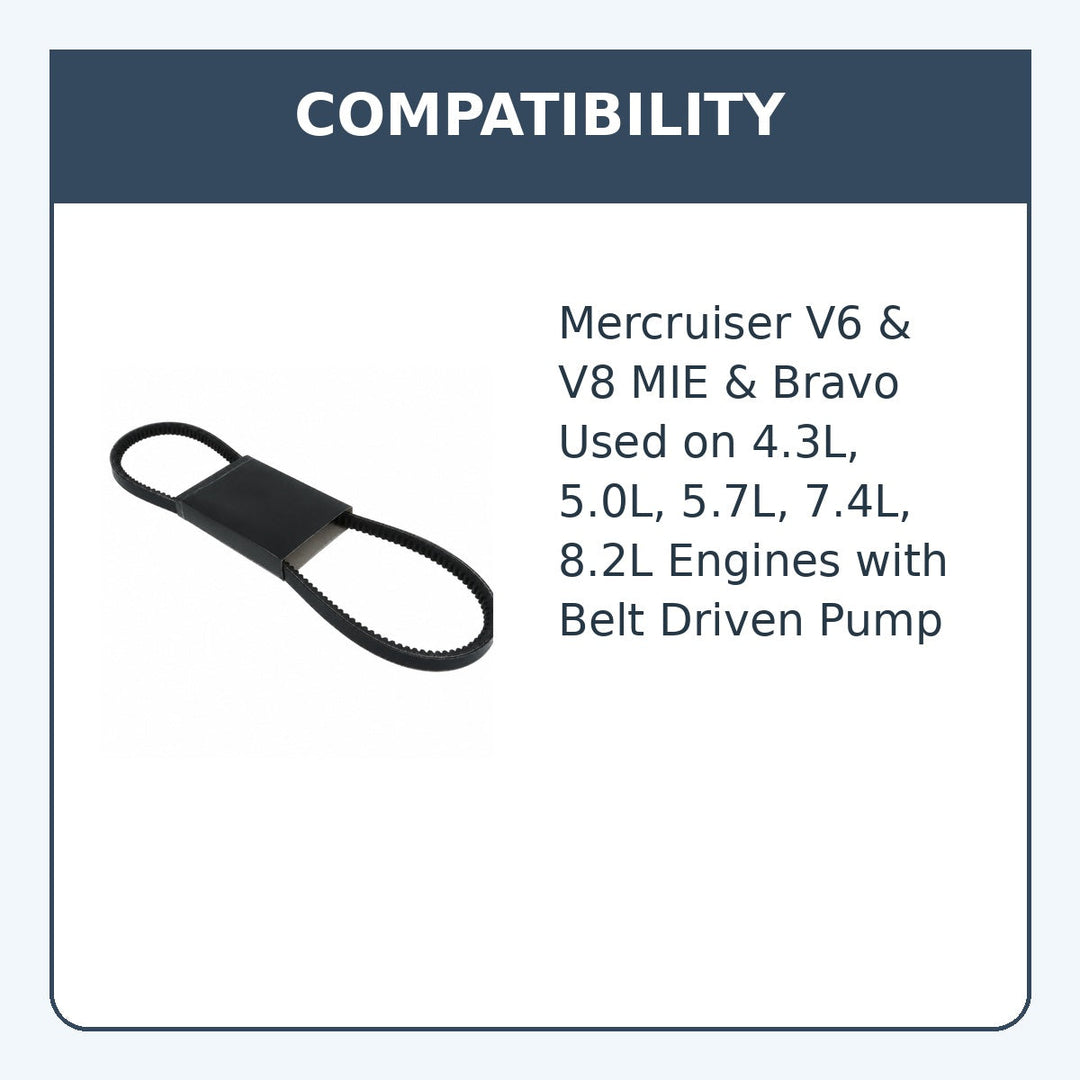 Raw Water Pump Belt for Mercruiser V6 & V8 Repl: 57-13457Q - compatibility guide