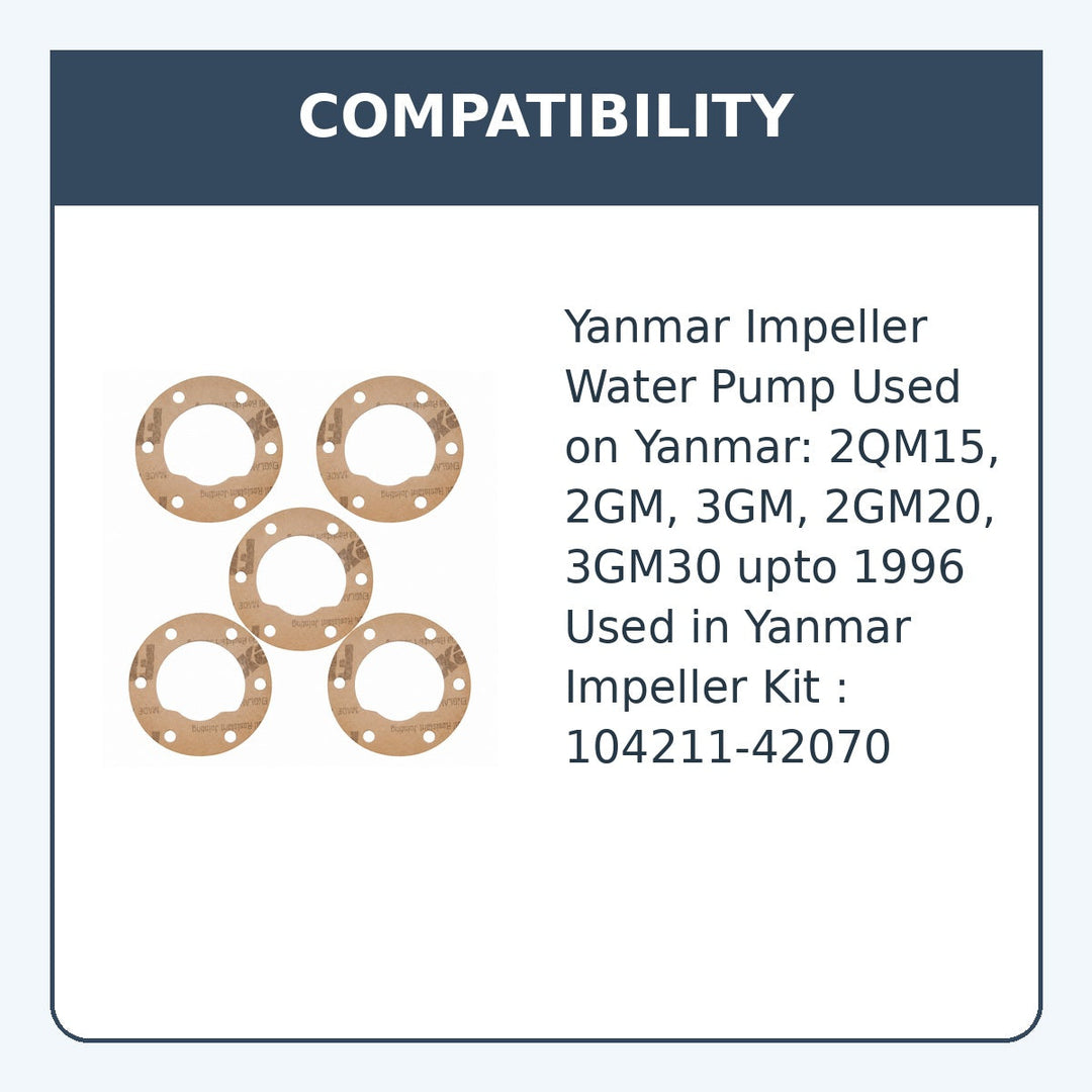 5 x Water Pump Gaskets for Yanmar 2GM, 2GM20, 3GM30 - compatibility guide