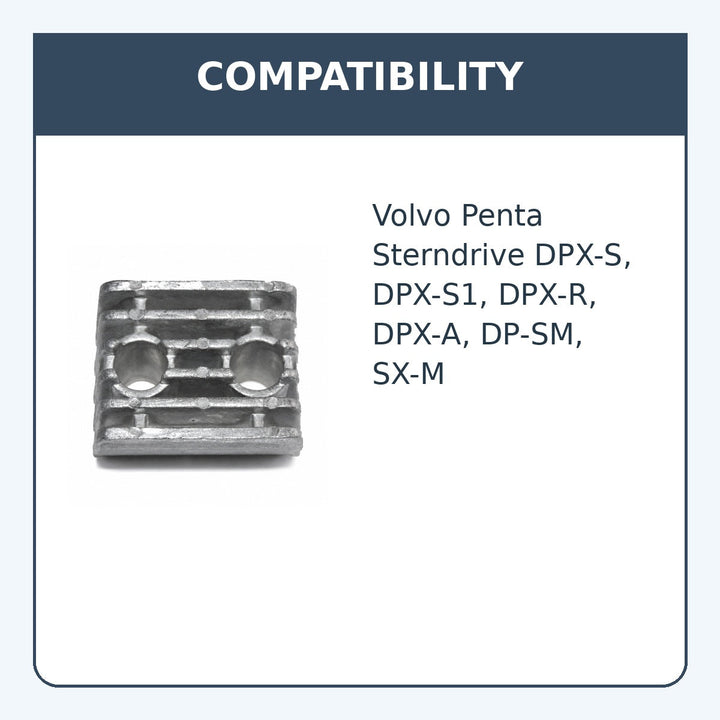 Anode for Volvo Penta DPX-S, DPX-S1, DPX-R, DPX-A, DP-SM, SX-M, Repl: 873395 - compatibility guide