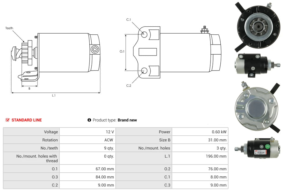 Starter Motor Yamaha Outboard 75 80 85 90 HP 2-Stroke 688-81800-12 688-81800-00