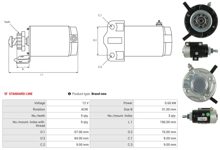 Starter Motor Yamaha Outboard 75 80 85 90 HP 2-Stroke 688-81800-12 688-81800-00