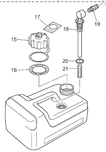 Technical diagram of a mechanical component with labeled parts on a white background.