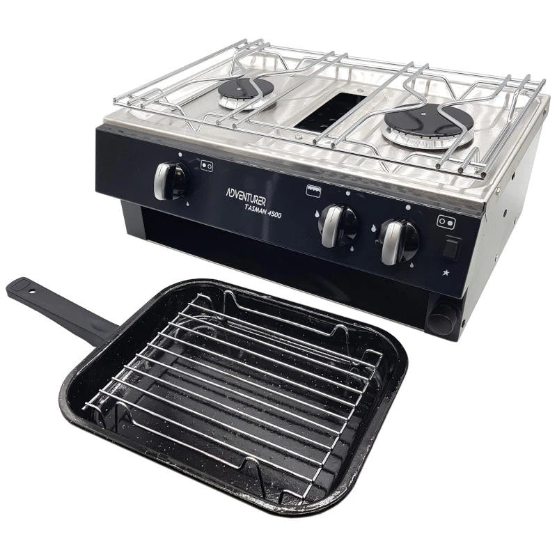 Tasman 4500 LPG 2 Burner Marine Hob & Grill - Stainless Steel Manual Ignition
