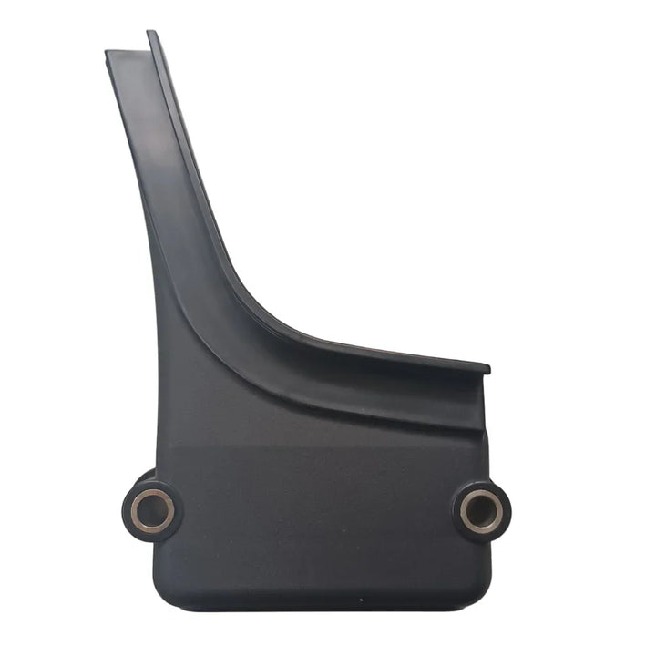 Black plastic car part on a light gray background