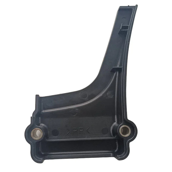 Black plastic bracket on a white background