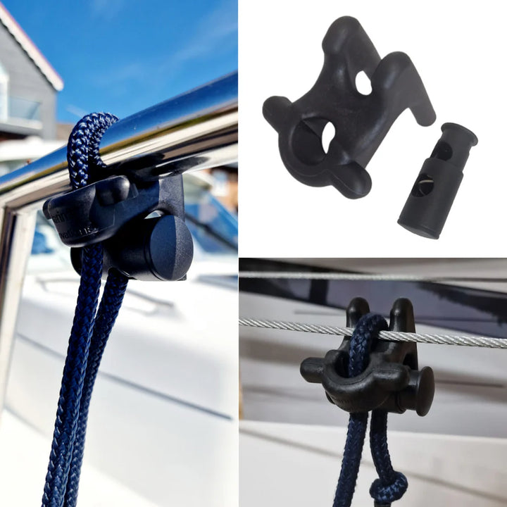 The Adjustable Fender Mate - Quick Release Boat Fender Hangers (Black)