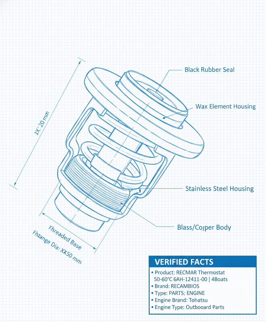 RECMAR Thermostat 50-60°C 6AH-12411-00 | 4Boats - Technical specification image 3