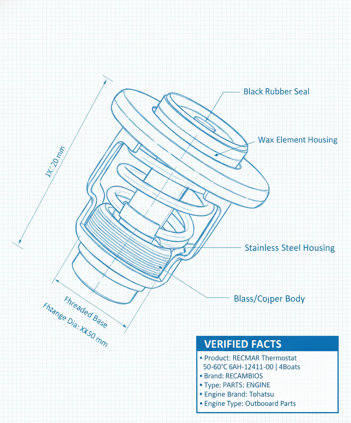RECMAR Thermostat 50-60°C 6AH-12411-00 | 4Boats - Technical specification image 3