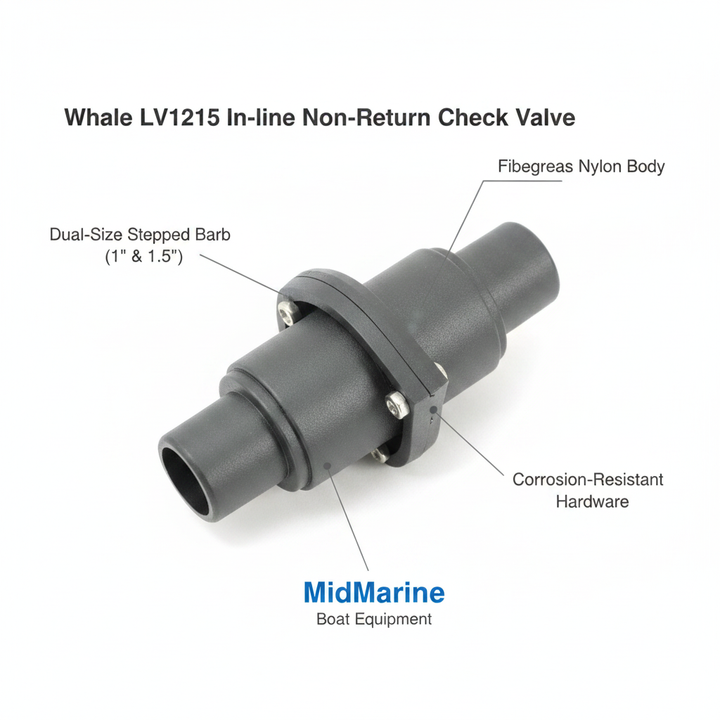 In-line check valve for hose 25.4 mm or 38.1 mm | 4Boats - Technical specification image 2