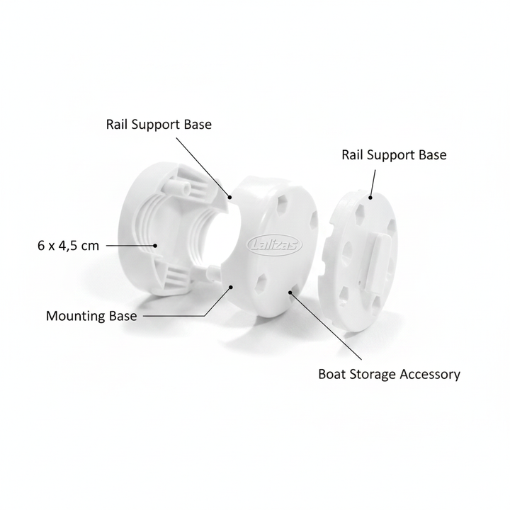 Rail Support Base for Store‑All Cases 6 × 4.5 cm White | 4Boats - Technical specification image 2