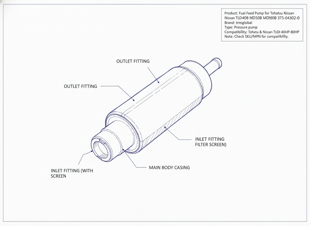 Fuel Feed Pump for Tohatsu Nissan TLDI MD40B MD50B MD70B MD90B 3T5-04302-0 - Technical specification image 2