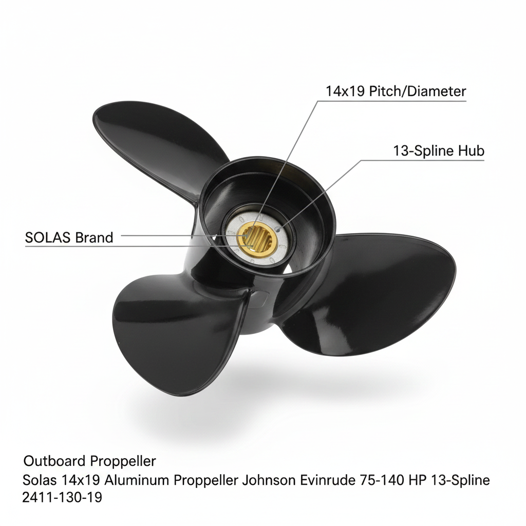 Solas 14x19 Aluminum Propeller Johnson Evinrude 75-140 HP 13-Spline 2411-130-19 - Technical specification image 2