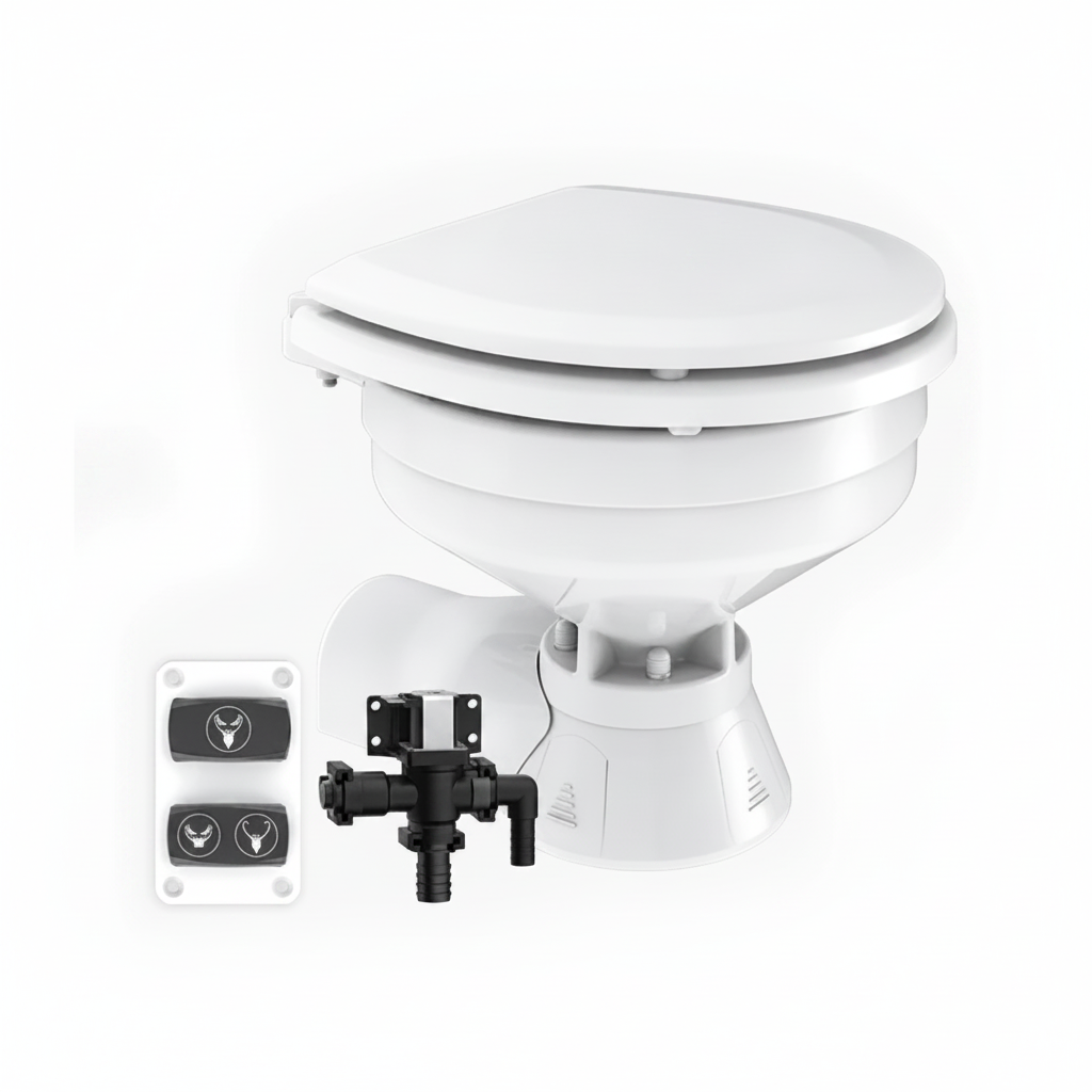 Seaflo Quiet Compact Fresh Water Electric Toilet | 4Boats - Studio image 1