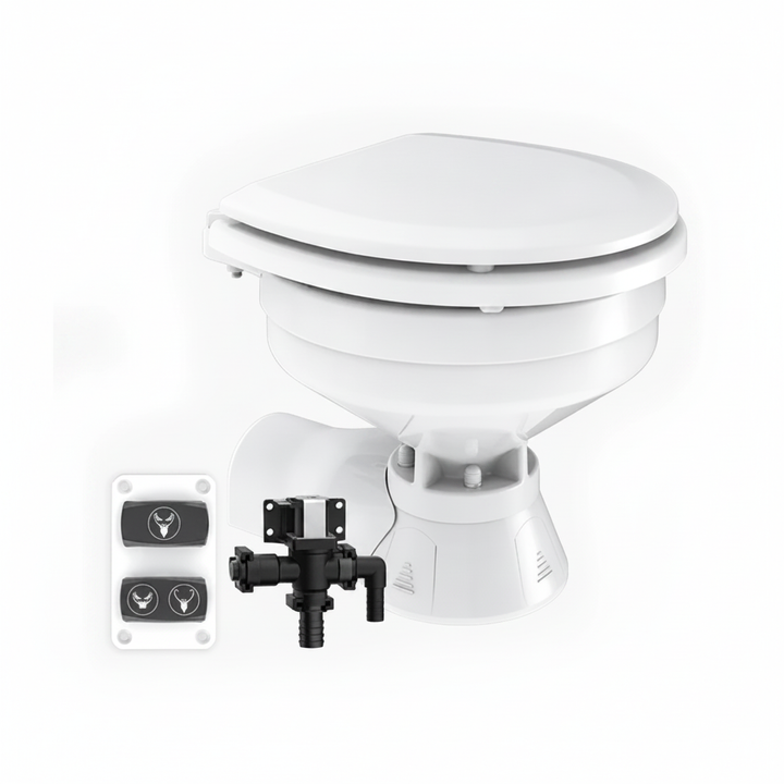 Seaflo Quiet Compact Fresh Water Electric Toilet | 4Boats - Studio image 1