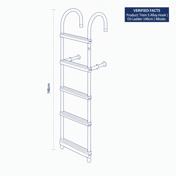 Trem 5 Step Alloy Hook | On Ladder 146cm | 4Boats - Technical specification image 3