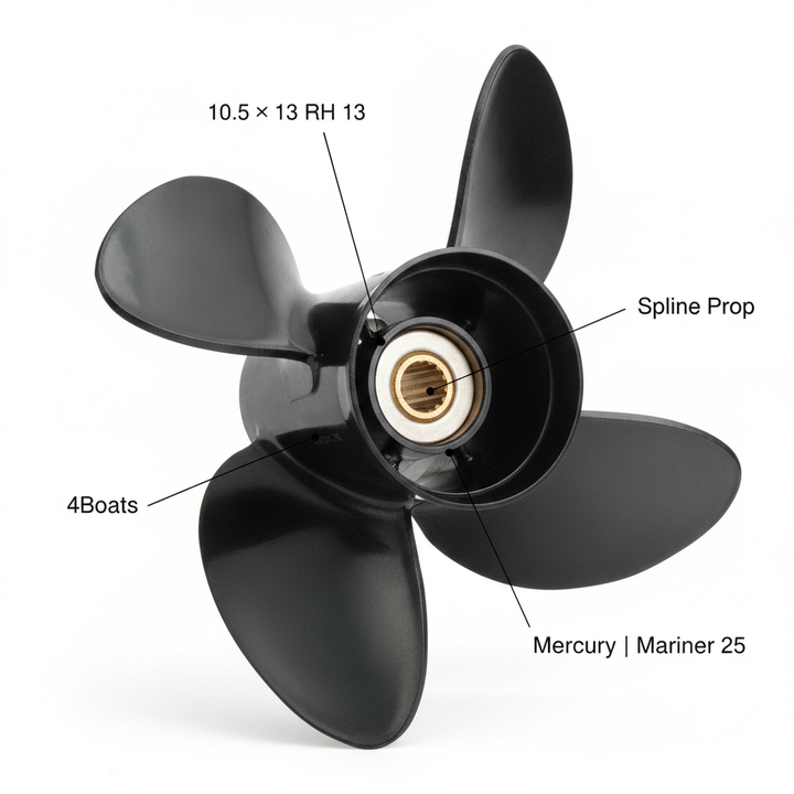 10.5 × 13 RH 13 | Spline Prop Mercury | Mariner 25 | 4Boats - Technical specification image 2