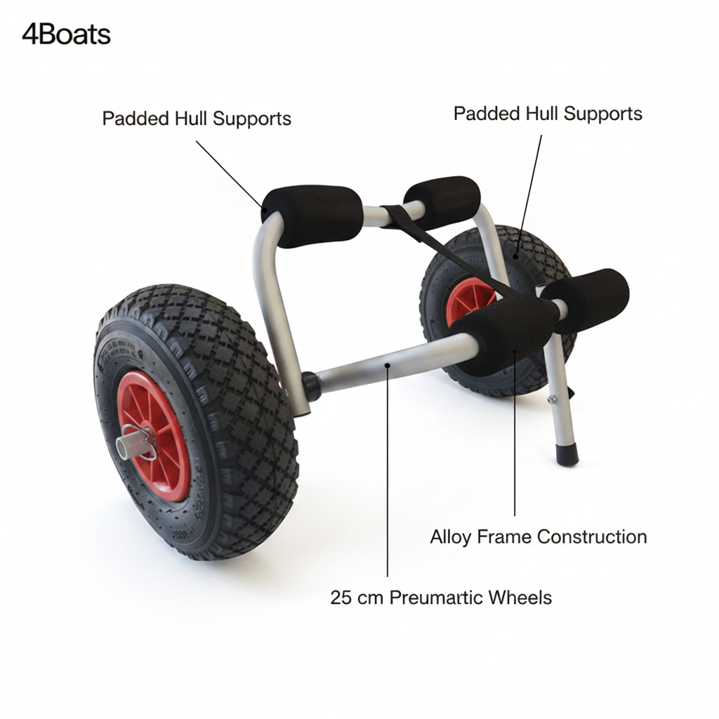 Riber Kayak Trolley | Alloy Cart, 25 cm Pneumatic Wheels | 4Boats - Technical specification image 2
