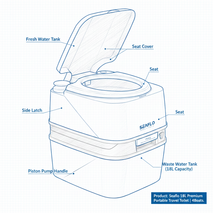Seaflo 18L Premium Portable Travel Toilet | 4Boats - Technical specification image 3