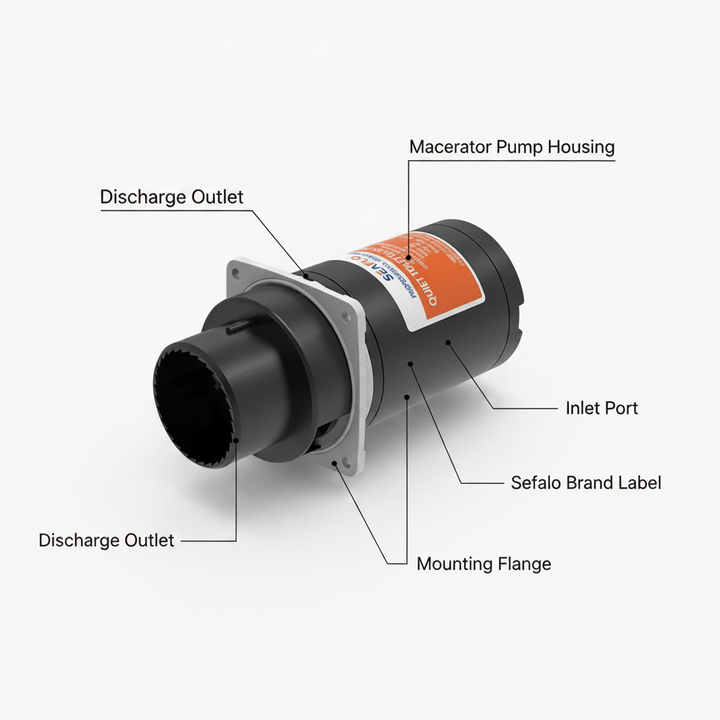 Seaflo   Macerator Quiet Flush Toilet Pump | 4Boats - Technical specification image 2