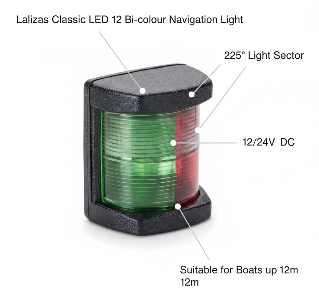 Lalizas Classic LED 12 Bi‑colour Navigation Light 225° | 4Boats - Technical specification image 2