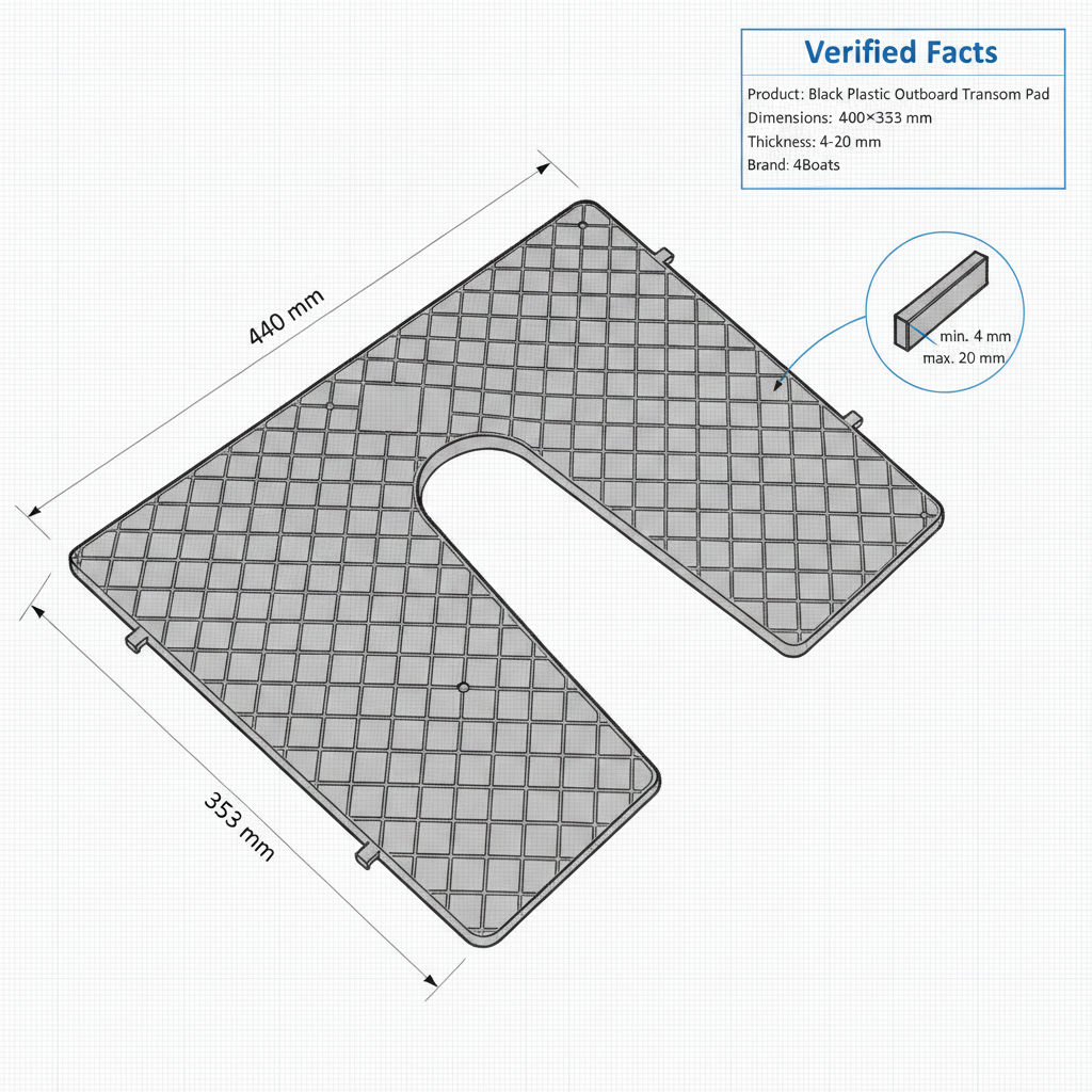 Black Plastic Outboard Transom Pad 440×353 mm - 4-20 mm | 4Boats - Technical specification image 3