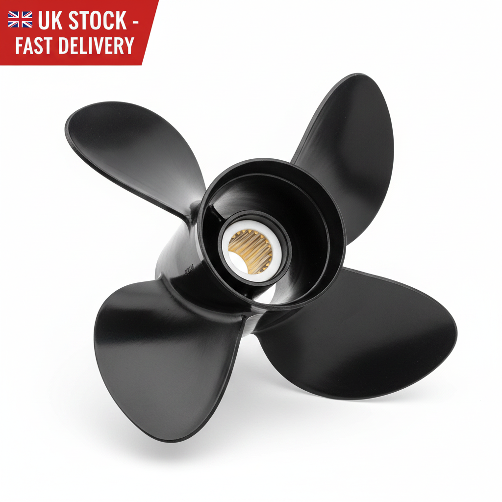 12.5 × 19 4‑Blade 15‑Spline Prop for Mercury | Mari | 4Boats - UK Stock image 1