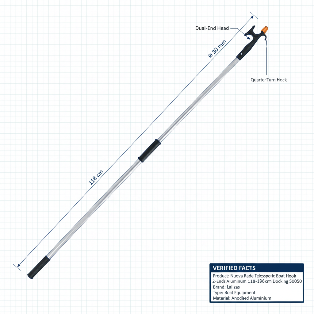 Nuova Rade Telescopic Boat Hook 2-Ends Aluminum 118-196cm Marine Docking 50050 - Technical specification image 3