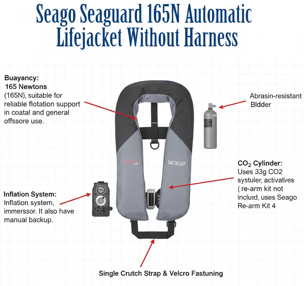 Seago Seaguard Seaguard Seaguard 165N Automatic Lifejacket Wi | 4Boats - Technical specification image 2