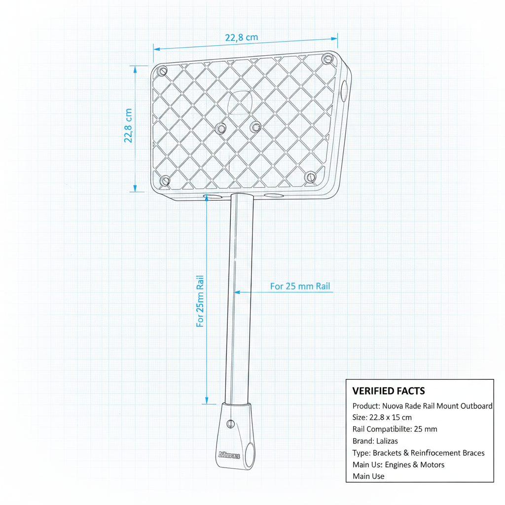 Nuova Rade Rail Mount Outboard Motor Bracket 22.8x15cm White For 25mm Rails - Technical specification image 3