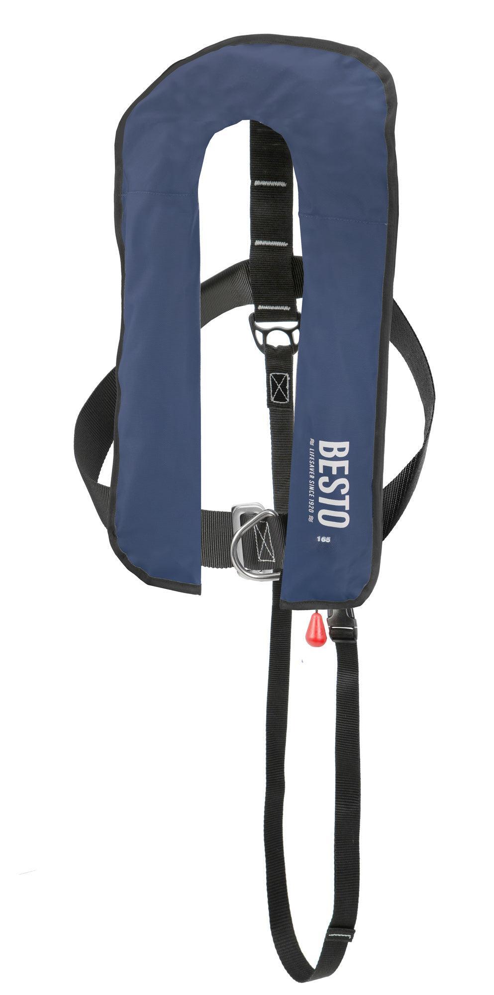 Besto 165N Inflatable Lifejacket 165N 40+kg Adult in Navy, Red or Black - 4Boats