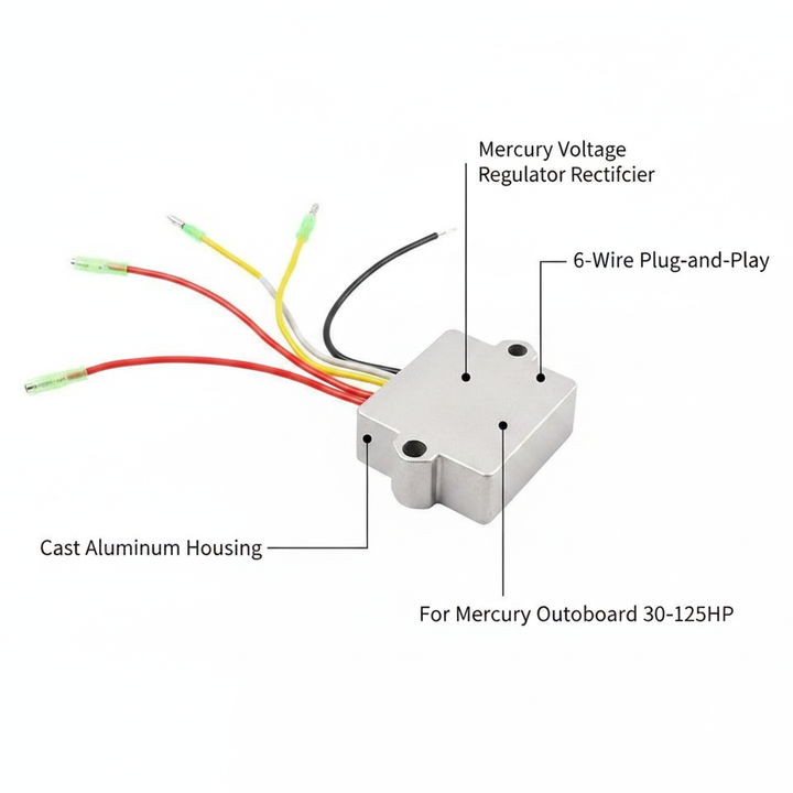 Voltage Regulator Rectifier Mercury Outboard 30-125HP 883072T 8M0084173 6-Wire - Technical specification image 2