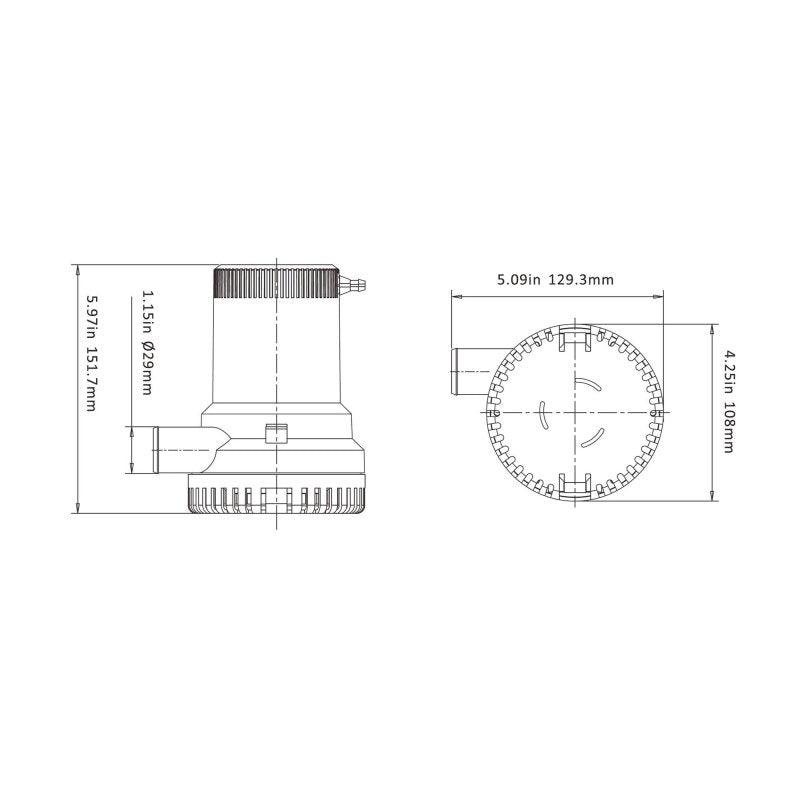 BILGE PUMP 1500GPH 12V Seaflo Bilge Pump - 4Boats