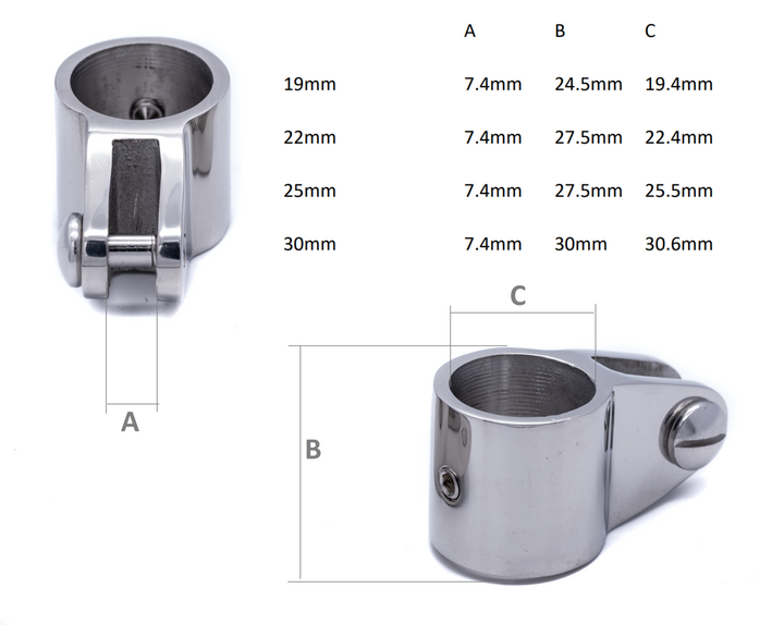 Bimini fittings kit CONCAVE hinge stainless steel boat cover canopy sprayhood fitting tubing - 4Boats