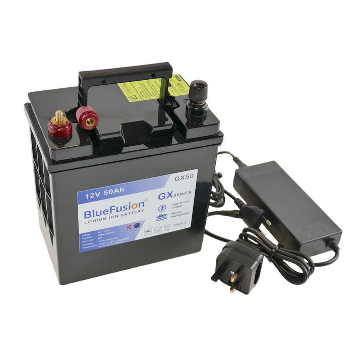 BlueFusion GX50 Lithium Ion Battery 50AH (12V, 630Wh, Max 60A Load), with Charger - 4Boats