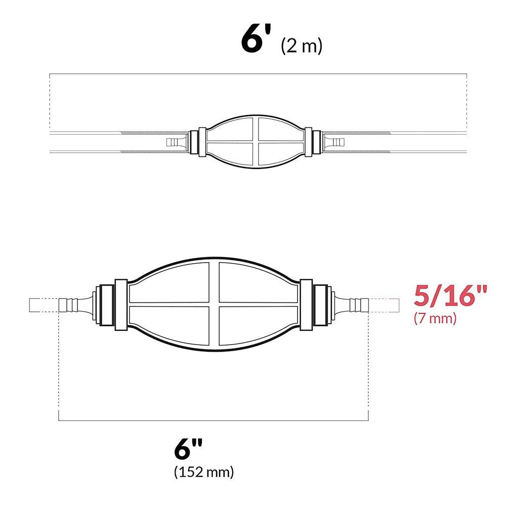 Boat Universal Marine Nylon Braided Fuel Line Outboard with Primer Bulb 5/16" - 4Boats