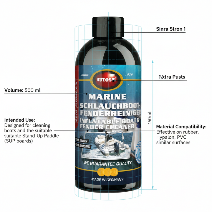 Autosol Marine Inflatable Boat & Fender Cleaner 500ml - For PVC Hypalon RIB - Technical specification image 4