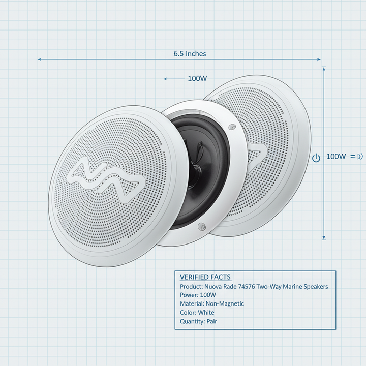 Nuova Rade 74576 Two-Way Marine Speakers 100W 6.5" Non-Magnetic White Pair - Technical specification image 3