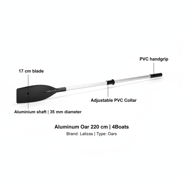 Aluminium Oar 220 cm with Adjustable PVC Collar | 4Boats - Technical specification image 2